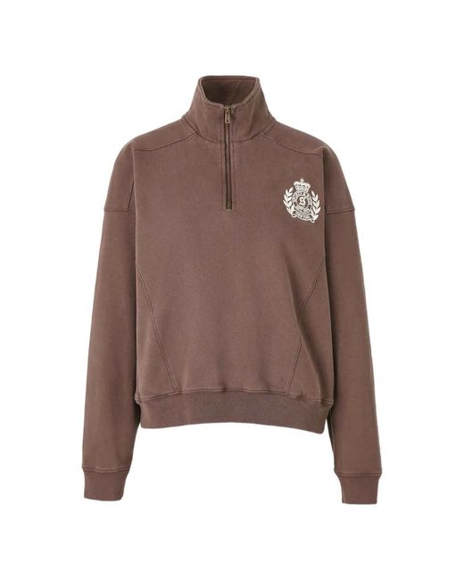 Sporty & Rich Brown Logo-Embroidered Sweatshirt