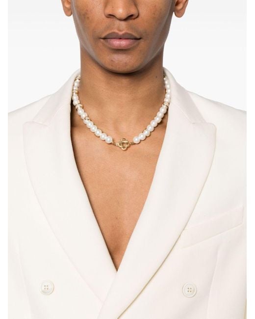 Casablancabrand Natural Logo-Charm Pearl Necklace for men