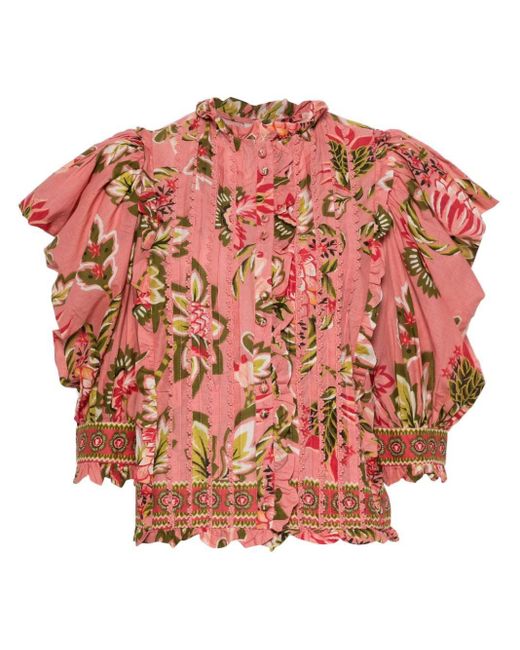 Farm Rio Pink Aura Floral-Print Shirt