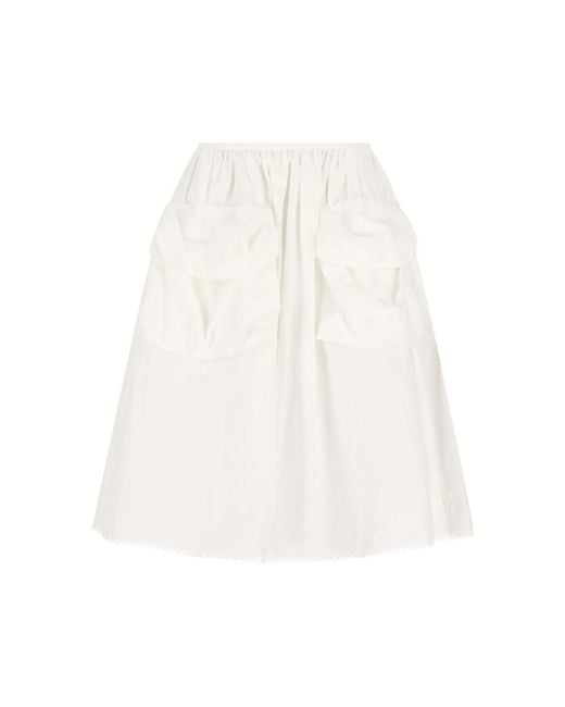 Miu Miu White Flap-Pocket Midi Skirt