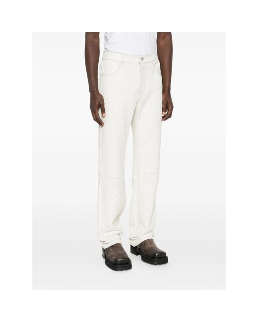 Cole Buxton White Cracked-Finish Trousers for men