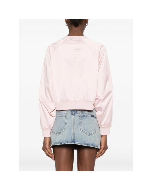 Adidas Pink Sweatshirt With Textured Sleeves