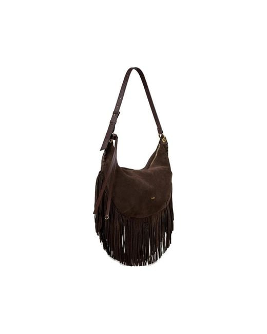 Ba&sh Brown Fringes Suede Tote Bag