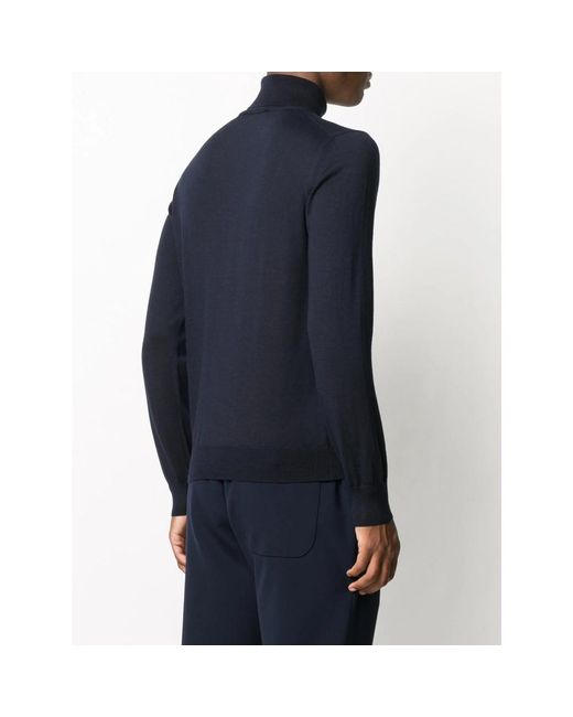 La Fileria Blue Ribbed Roll-Neck Jumper for men