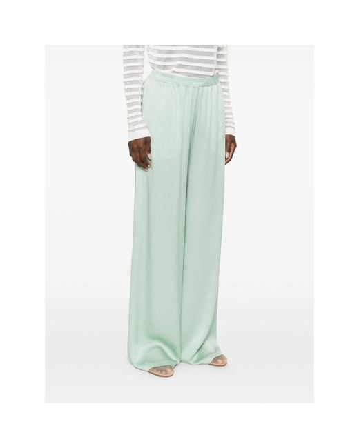 Fabiana Filippi Green Wide Leg Trousers With Elasticated Waistband