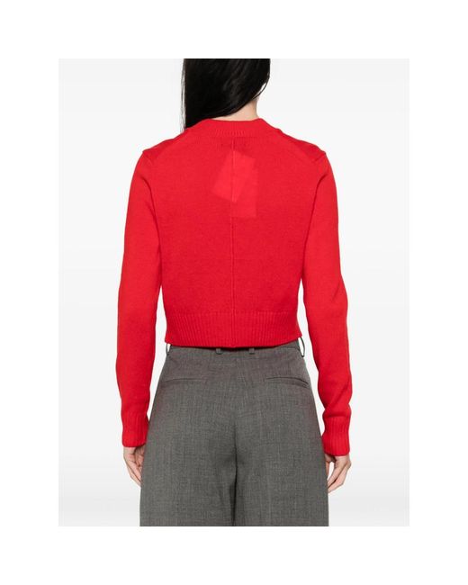 Soeur Red Jonas Ribbed-Knit V-Neck Sweater