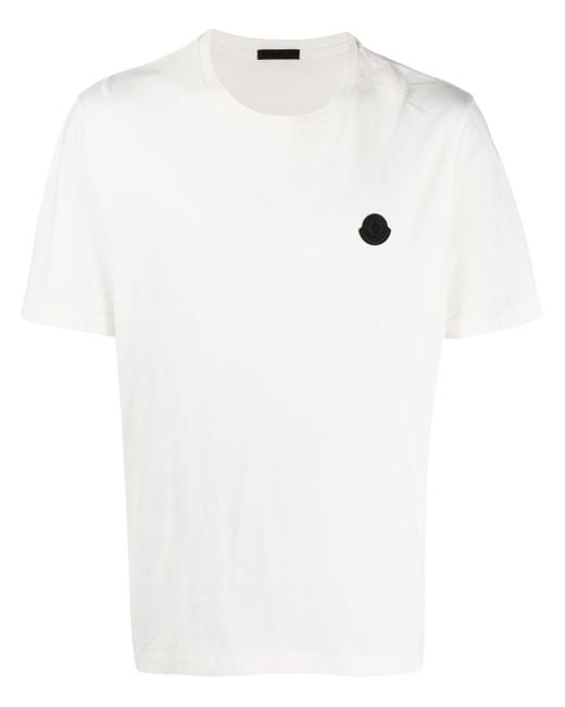 Moncler White Rubber Logo T-shirt Off for men
