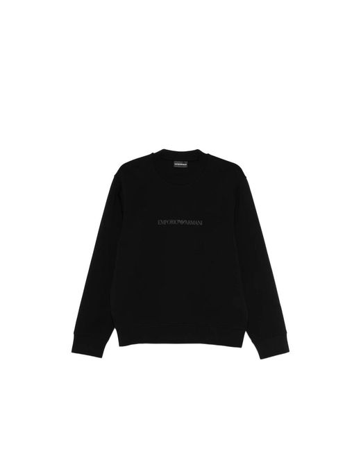 Emporio Armani Black Logo-Detail Crew-Neck Sweatshirt for men