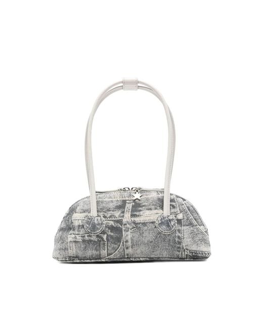 MARGE SHERWOOD Gray Printed Suede Shoulder Bag
