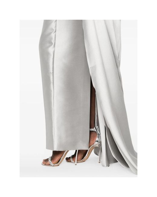 Solace London White Off-Shoulder Draped Gown Maxi Dress