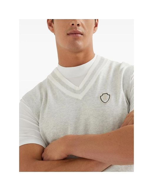 Brunello Cucinelli White Cotton Vest for men