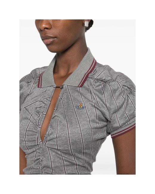 Vivienne Westwood Gray Pulling Ruched Asymmetric Midi Dress