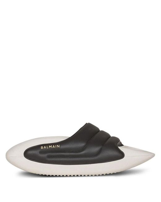 Balmain Gray B-it-puffy Quilted Slides for men
