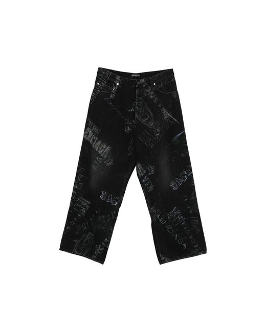Balenciaga Black Print Jeans for men