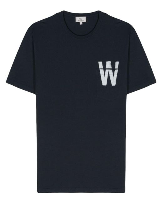 Woolrich Blue Graphic-Print Cotton T-Shirt for men