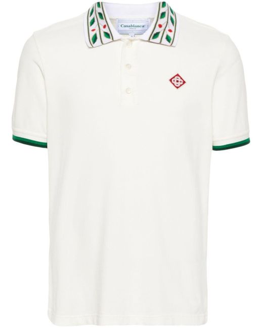Casablancabrand White Laurel Organic Cotton Polo Shirt for men