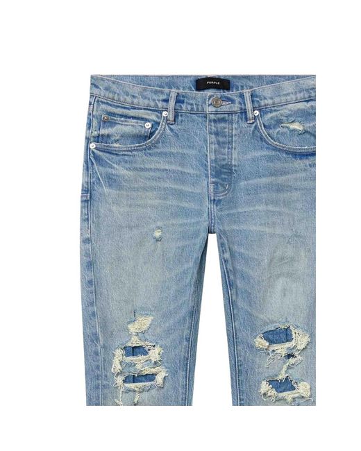 Purple Brand Blue Distressed Repairs Jeans for men