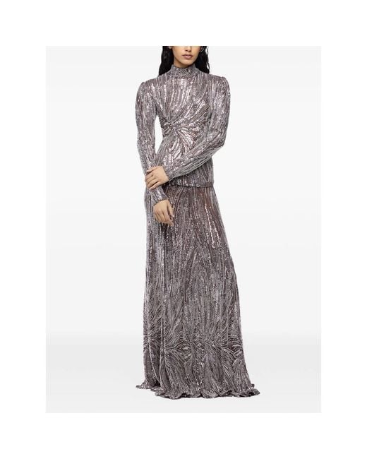 Rabanne Brown Sequin-Embellished Embroidered Maxi Skirt