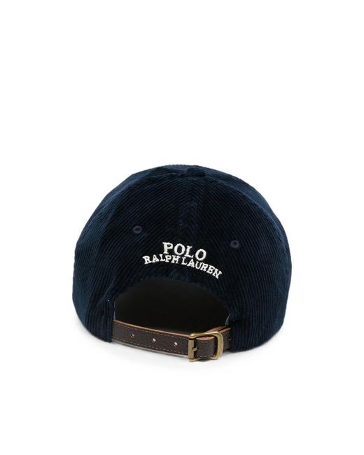 Ralph Lauren Blue Logo-Embroidered Corduroy Cap