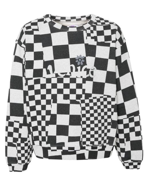 ERL Black Logo-Print Checked Sweatshirt for men