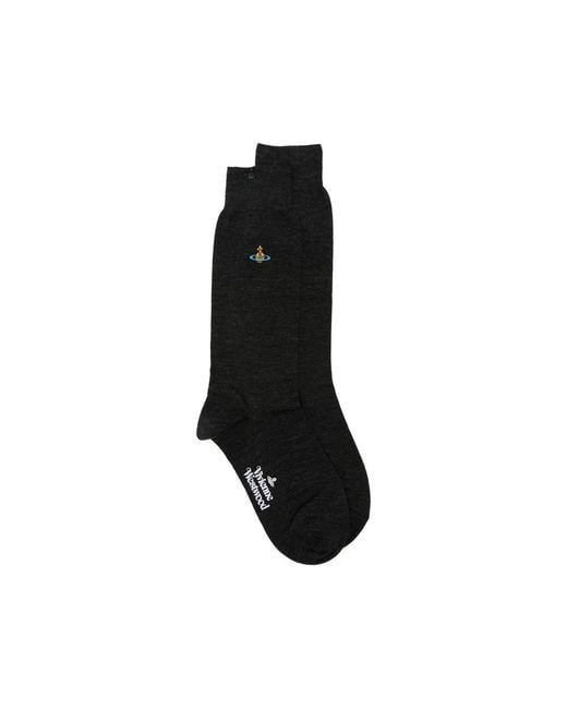 Vivienne Westwood Black Orb-Embroidered Socks for men