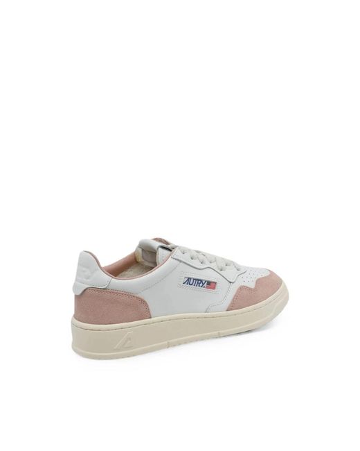 Autry White Medalist Suede-Panel Sneakers