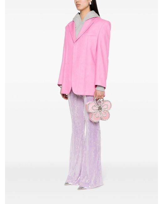 L'ALINGI Pink Flower Crystal-Embellished Clutch Bag