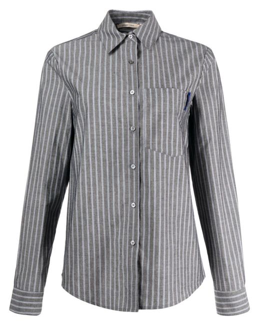 Paloma Wool Gray Pinstripe Organic-Cotton Shirt