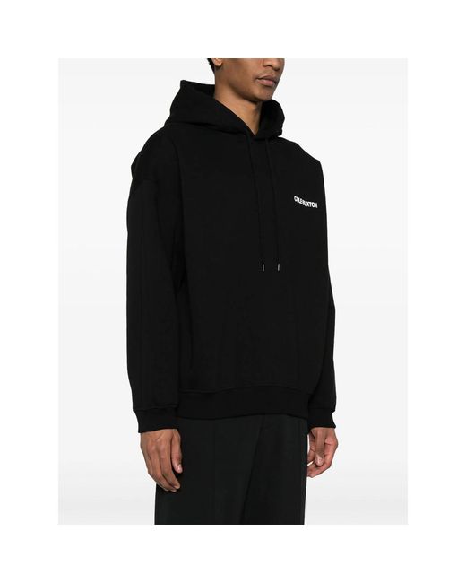 Cole Buxton Black Logo-Print Cotton Hoodie for men