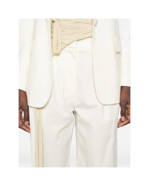 Lardini White Pleat-Detail Wide-Leg Trousers
