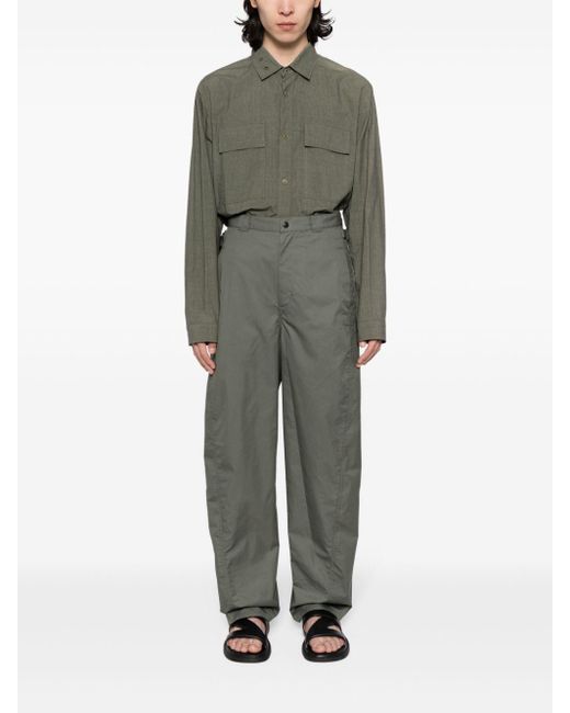 Lemaire Gray High-Rise Wide-Leg Trousers for men