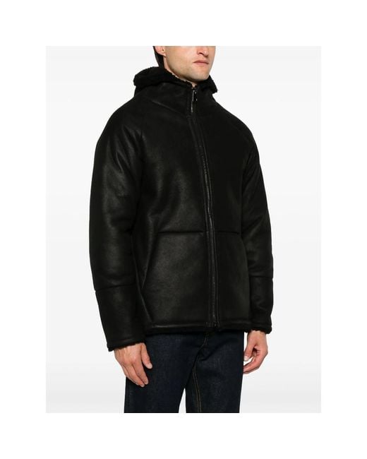 Eraldo Black Hooded Leather Jacket for men
