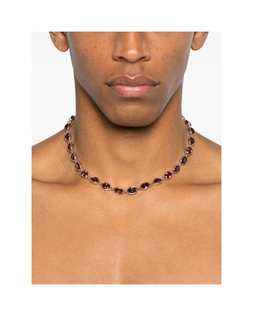 DARKAI Brown Oval-Stone Necklace for men