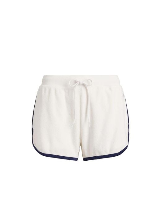 Ralph Lauren White Terry Drawstring-Waist Track Shorts