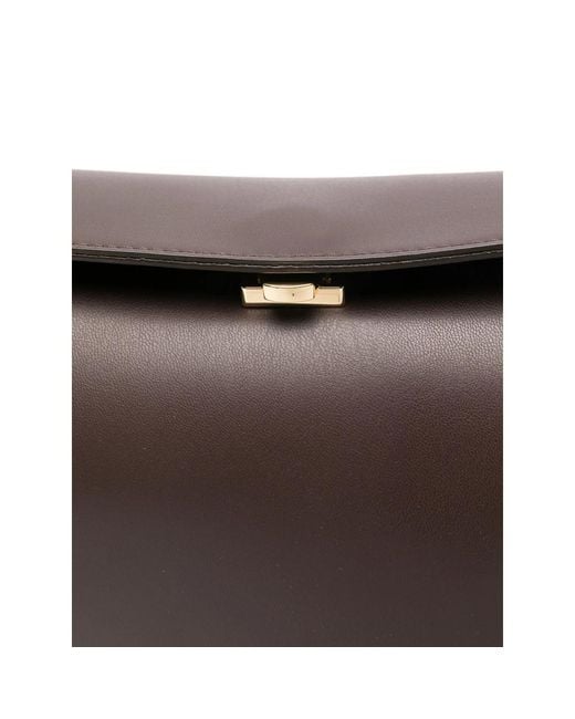 The Moire Brown Clasp-Fastening Shoulder Bag