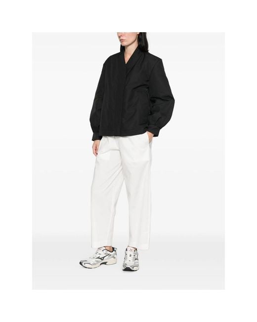 MACRON Black Balloon-Sleeve V-Neck Oversized Jacket