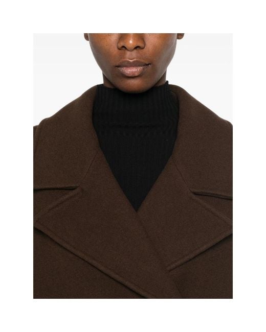 LE SULLY STUDIO Brown Double-Breasted Notched-Lapel Coat
