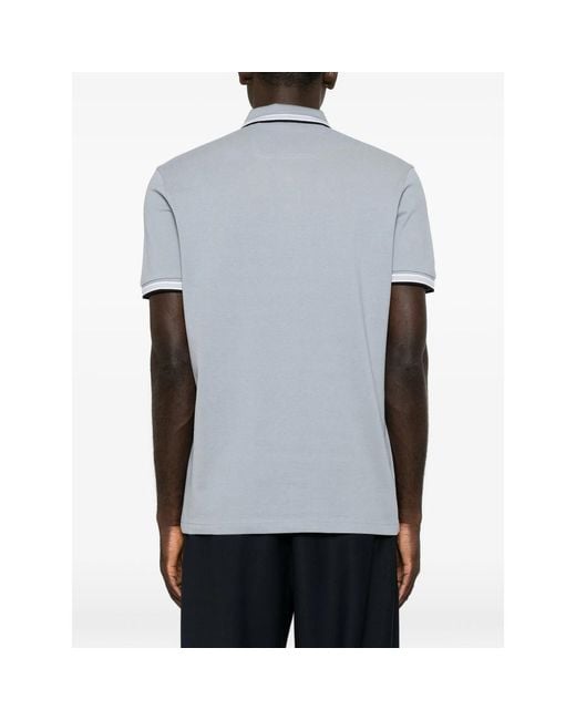 Boss Blue Paddy Logo-Embroidered Tipped Polo Shirt for men