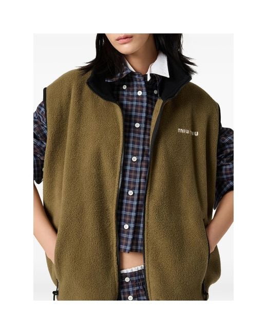 Miu Miu Green Fleece Zipper Vest
