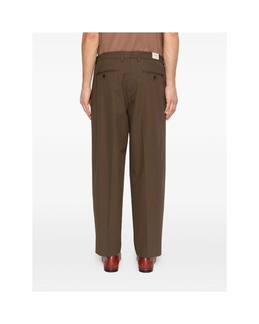BRIGLIA Brown Pleated Trousers for men