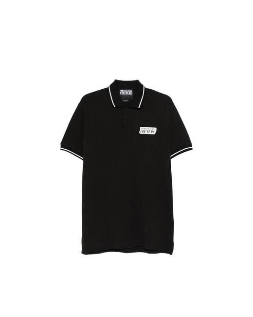 Versace Jeans Couture Black Logo-Detail Polo Shirt for men