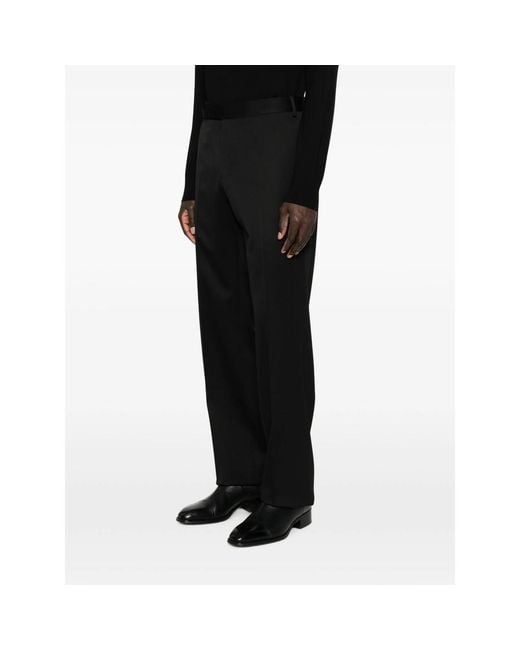 Lardini Black Pressed-Crease Straight-Leg Trousers for men