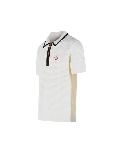 Casablanca White Waffle Stitch Wool Polo Shirt for men