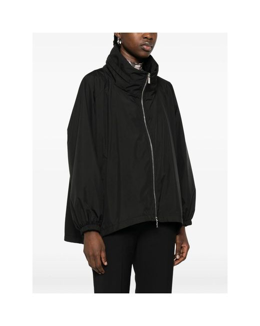 Moorer Black Lehua Funnel-Neck Zip Jacket