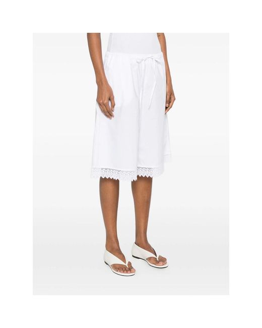 THE NINA STUDIO White Lace-Detail Drawstring Shorts