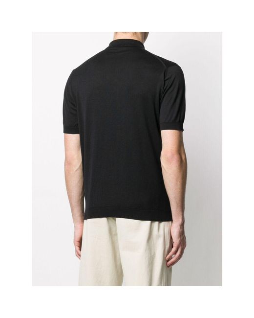John Smedley Black Adrian Polo Shirts for men