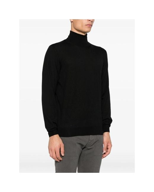 Fedeli Black Turtleneck Sweater for men