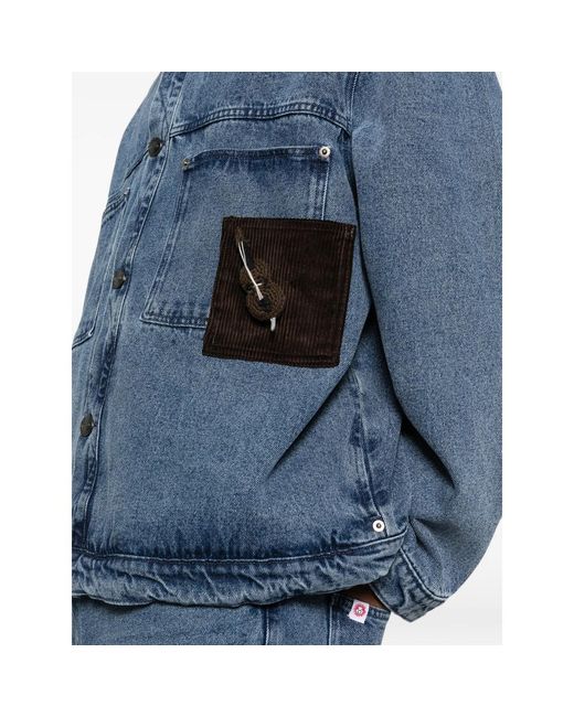 Charles Jeffrey Blue Denim Jacket With Corduroy Collar for men