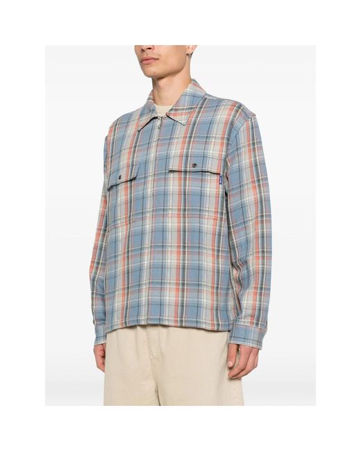 Awake Couture Blue Rivington Checked Zip Shirt for men