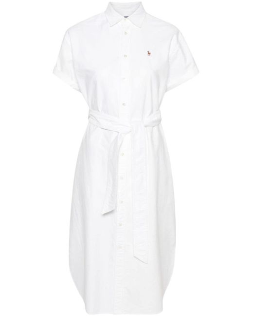 Polo Ralph Lauren White Polo Pony-Motif Shirt Dress